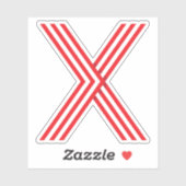 Elegante Rode Lintlijn Letter X Monogram Sticker (Vel)