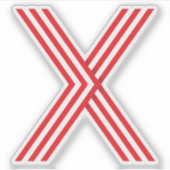 Elegante Rode Lintlijn Letter X Monogram Sticker (Voorkant)