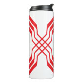 Elegante Rode Lintlijn Letter X Monogram Thermosbeker (Gedraaid links)