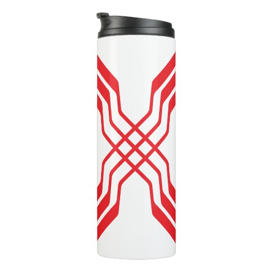 Elegante Rode Lintlijn Letter X Monogram Thermosbeker (Geroteerd rechts)