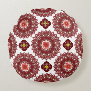 Elegante rode mandala geometrische slaapkamer- en rond kussen