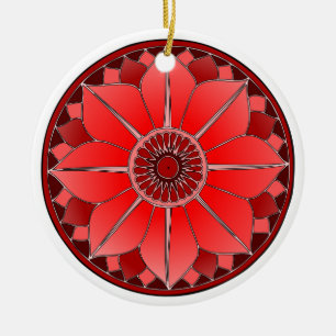 Elegante Rode Mandala Keramisch Ornament