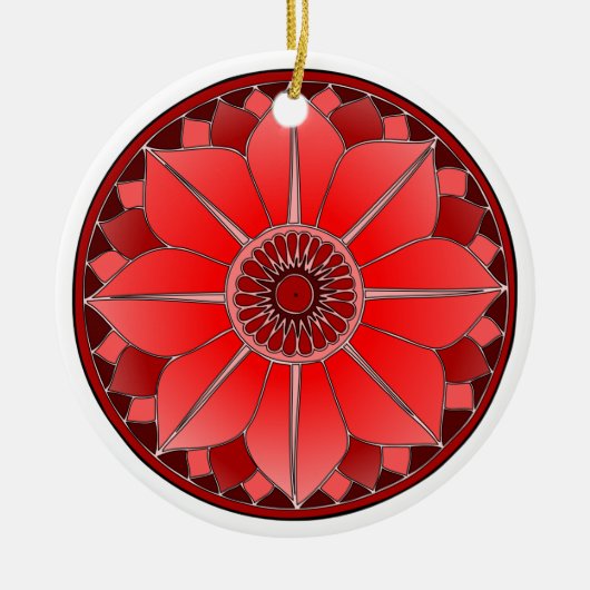 Elegante Rode Mandala Keramisch Ornament (Voorkant)