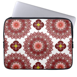 Elegante rode mandala-patroon laptophoes – Kunsten Laptop Sleeve