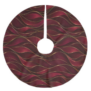Elegante Rode Marmeren Golven met Gouden Accenten Kerstboom Rok