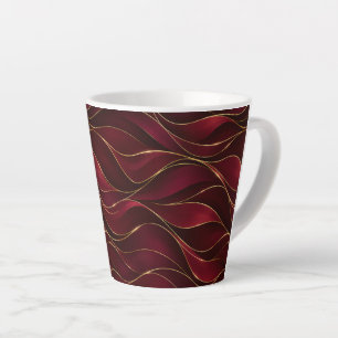 Elegante Rode Marmeren Golven met Gouden Accenten Latte Mok