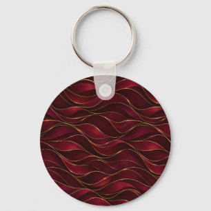 Elegante Rode Marmeren Golven met Gouden Accenten Sleutelhanger