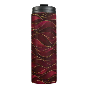 Elegante Rode Marmeren Golven met Gouden Accenten Thermosbeker