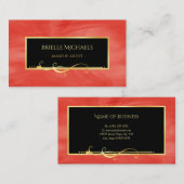 Elegante Rode Marmeren Gouden Filigraan Make-up Ar Visitekaartje (Voorkant / Achterkant)