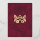 Elegante rode maskerade masker Quinceanera Folie Uitnodiging (Achterkant)