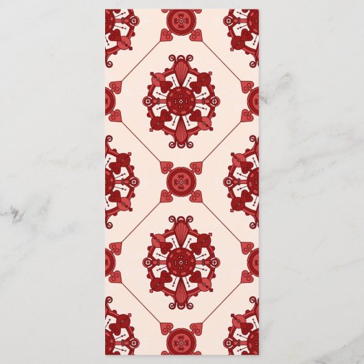 Elegante rode medaillon patroon Slim diner menu (Achterkant)