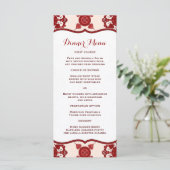 Elegante rode medaillon patroon Slim diner menu (Staand voorkant)