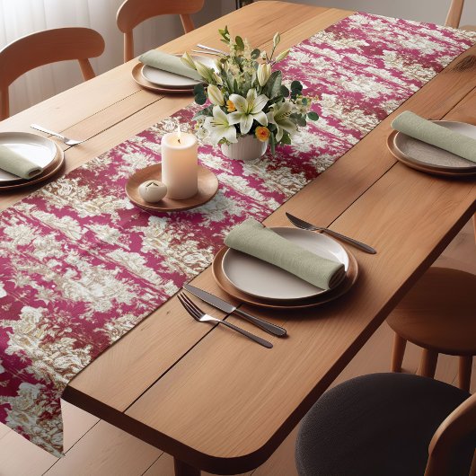 Elegante  rode meer toile de jouy toile korte tafelloper