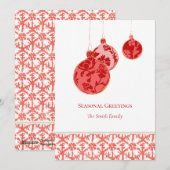 Elegante rode minimale bloemige Ornamenten Feestdagenkaart (Voorkant / Achterkant)