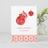 Elegante rode minimale bloemige Ornamenten Feestdagenkaart (Staand voorkant)