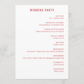 Elegante Rode Minimalistische Bruiloft Programmakaart (Achterkant)