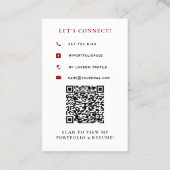 Elegante Rode Minimalistische QR-code Visitekaartje (Achterkant)