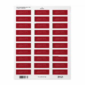 Elegante Rode Moderne Trouwdag Etiket (Full Sheet)