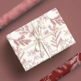 Elegante rode monochrome rustieke winter botanical inpakpapier vel