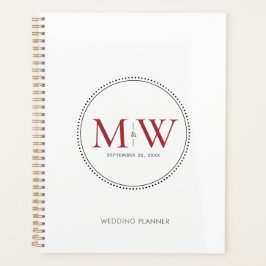 Elegante Rode Monogram Huwelijksplanner Planner
