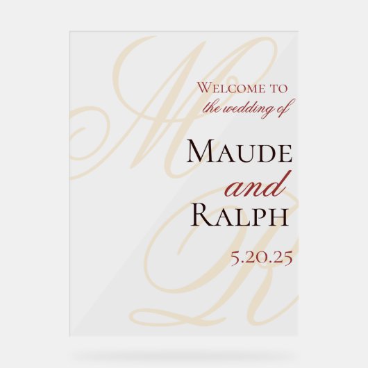 Elegante rode monogram ingang display bruiloft (Voorkant)