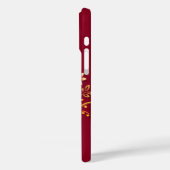 Elegante rode monogramlijst met bloemversiering Case-Mate iPhone case (Achterkant / Links)