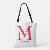 Elegante rode monogramnaam tote bag (Achterkant)