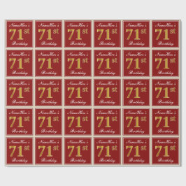 Elegante, rode, namaak gouden 71e verjaardag; aang cadeaupapier
