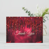 Elegante rode nepschitter druppels bedankkaart (Staand voorkant)