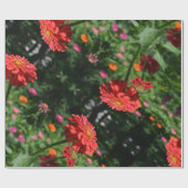 Elegante rode oranje bloementuin cadeaupapier (Vlak)