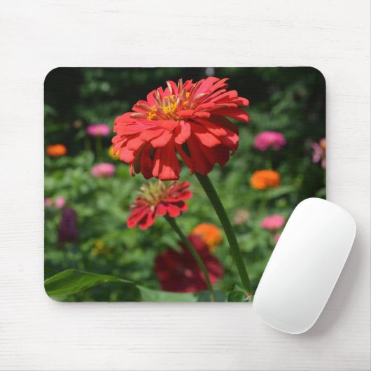 Elegante rode oranje bloementuin muismat (Met muis)