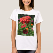 Elegante rode oranje bloementuin t-shirt (Voorkant)