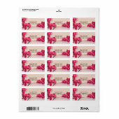 Elegante rode orchideeën bruiloft adres label (Full Sheet)