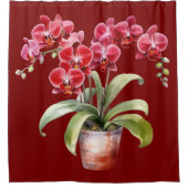 Elegante Rode Orchideeën Gordijn (Voorkant)