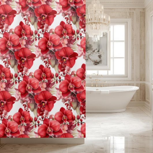 Elegante Rode Orchideeën Gordijn