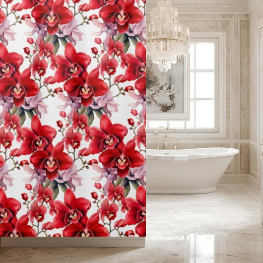 Elegante Rode Orchideeën Gordijn