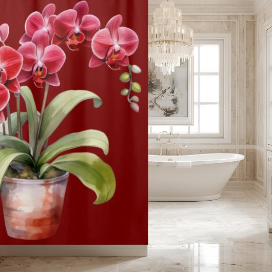 Elegante Rode Orchideeën Gordijn