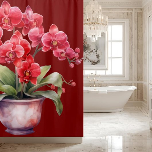 Elegante Rode Orchideeën Gordijn