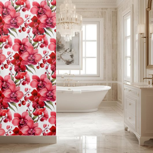 Elegante Rode Orchideeën Gordijn