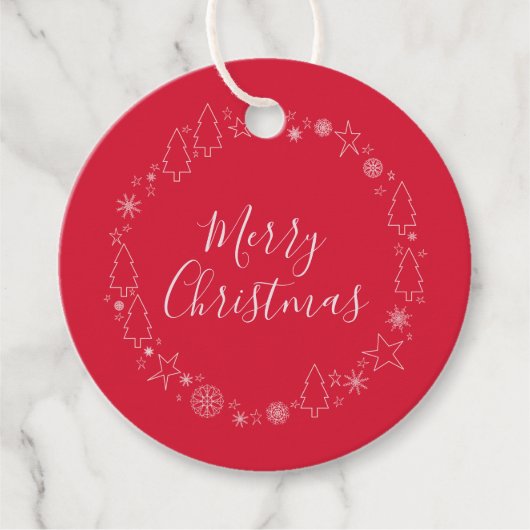 Elegante rode originele kerstkrans bedankjes labels (Voorkant)