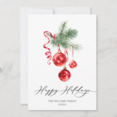 Elegante rode ornament Kerstmis groet Feestdagenkaart (Voorkant)