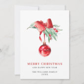 Elegante rode ornament Kerstmis groet Feestdagenkaart (Voorkant)