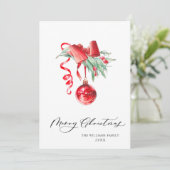 Elegante rode ornament Kerstmis Groet Feestdagenkaart (Staand voorkant)