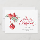 Elegante rode ornament Kerstmis groet Feestdagenkaart (Voorkant)