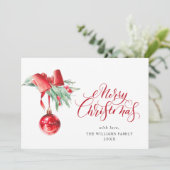 Elegante rode ornament Kerstmis groet Feestdagenkaart (Staand voorkant)