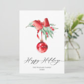 Elegante rode ornament Kerstmis Groet Feestdagenkaart (Staand voorkant)