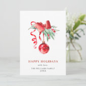 Elegante rode ornament Kerstmis Groet Feestdagenkaart (Staand voorkant)