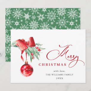 Elegante Rode Ornament Merry Christmas Groet Feestdagenkaart