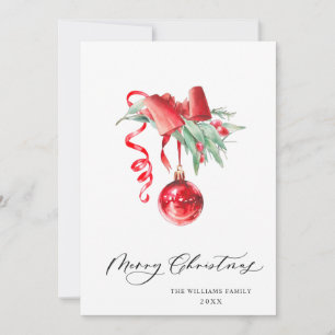 Elegante Rode Ornament Merry Christmas Groet Feestdagenkaart