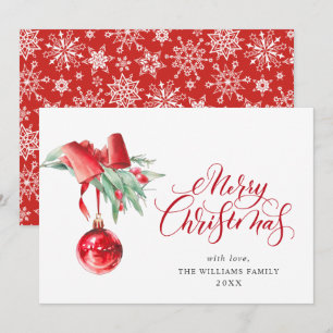 Elegante Rode Ornament Vrolijk Kerst Groet Feestdagenkaart